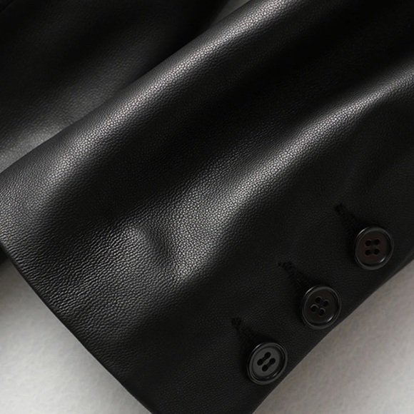 Black Faux Leather Blazer - Picture 4 of 6